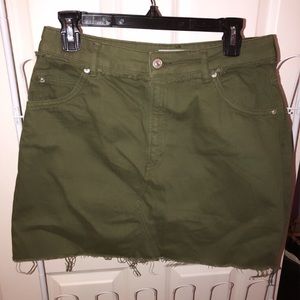 Army green denim skirt